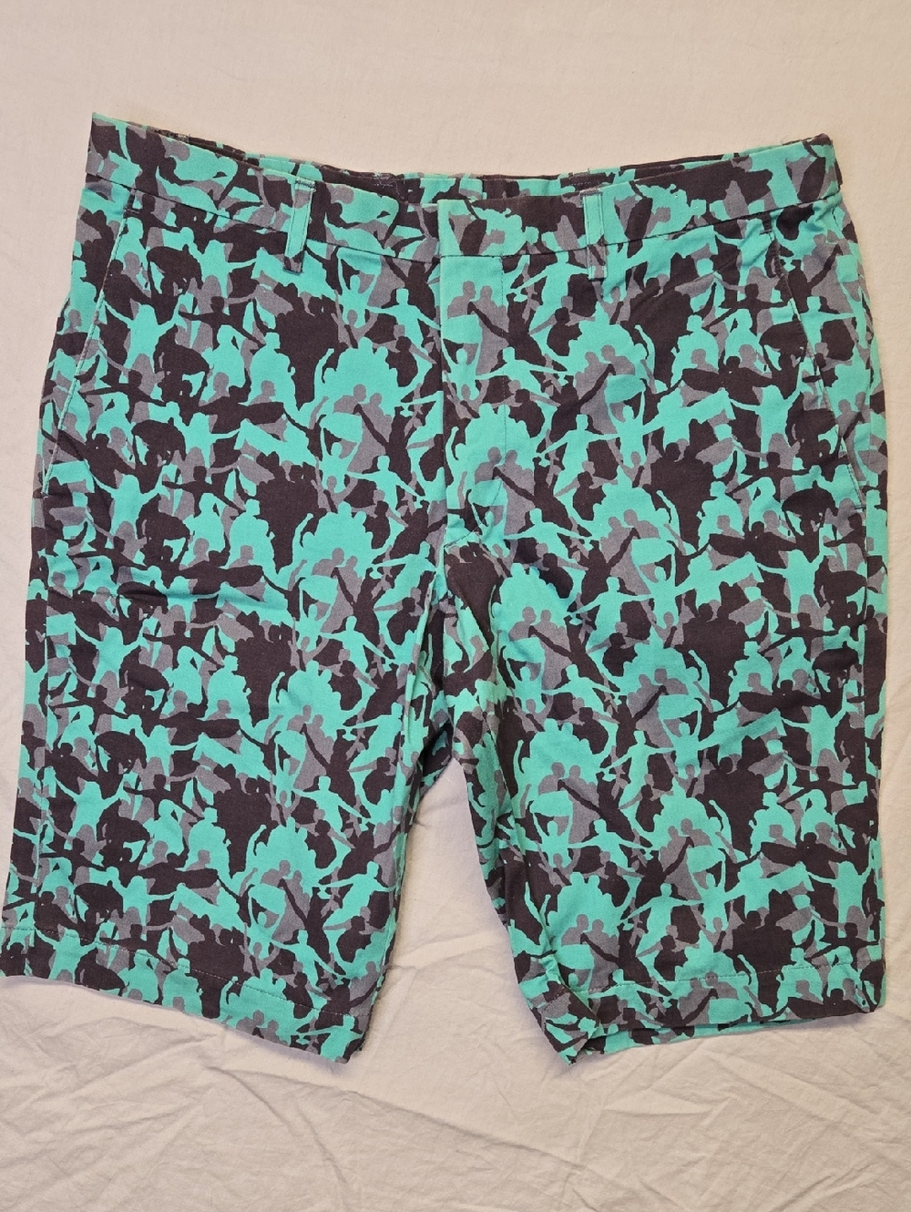 Paul Smith Festival Blue Tone AOP Flat Front Casual Shorts